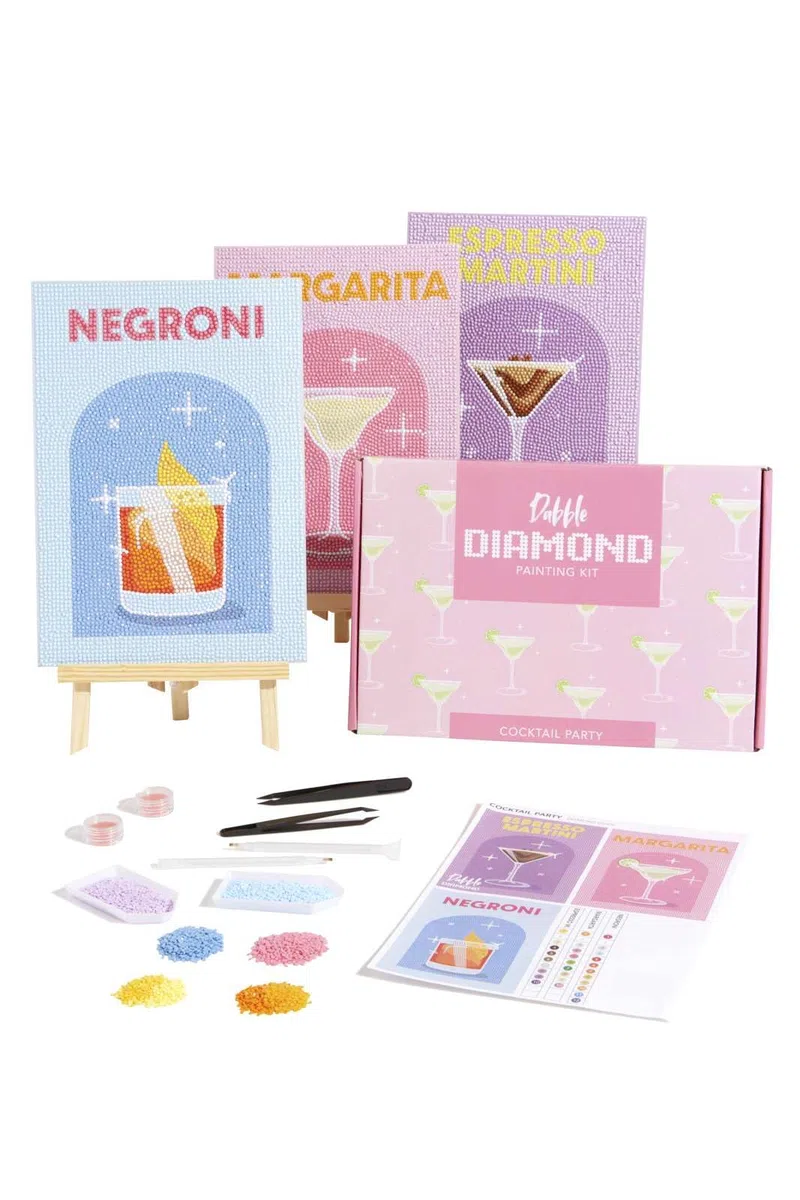 Dabble Diamond Kit di Pittura – Set di 3 Kit Completi di Pittura con Diamanti su Tela per Adulti, Arte con Diamanti di Cristallo