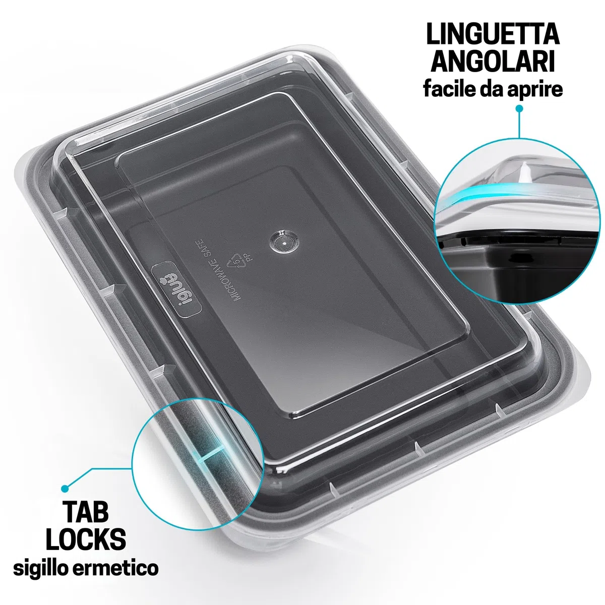 Igluu Meal Prep Contenitori per Alimenti in Plastica Riutilizzabili con Coperchi (Set da 10) – Impilabili, Microonde, Freezer e Lavastoviglie – 828 ml – 1 Scomparto – Senza BPA