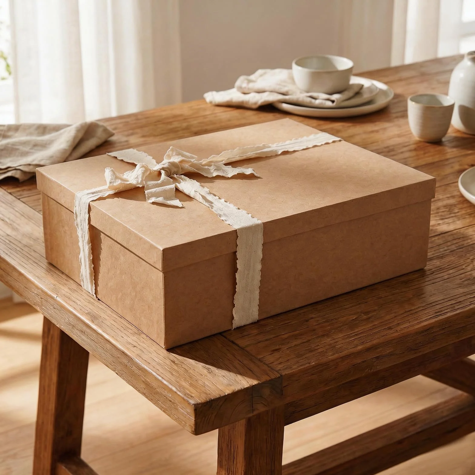 Tekhoho Grande Scatola Regalo Kraft 44x33x14cm, Scatola Rettangolare Premium con Coperchio per Regali, Confezione Regalo Natale Matrimonio Compleanno Festa, Stile Rustico.
