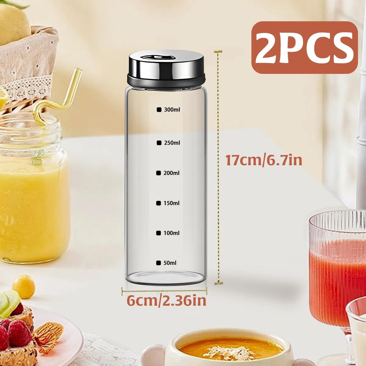 Saliera e pepiera grandi in vetro con fori regolabili, dispenser brand per sale e pepe in acciaio inossidabile con coperchi rimovibili, per cucina e ristorante