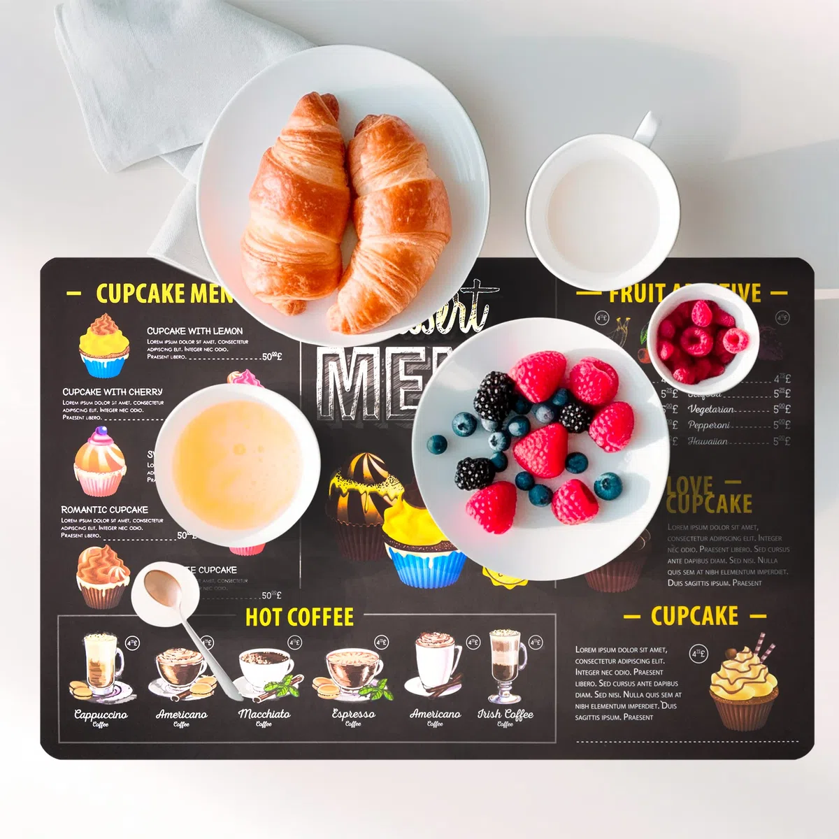Set Tovagliette Americane Lavabili Vintage in Plastica 44x28 cm, 10 Tovagliette Colazione Americana Fantasia in PVC (Set da 10)
