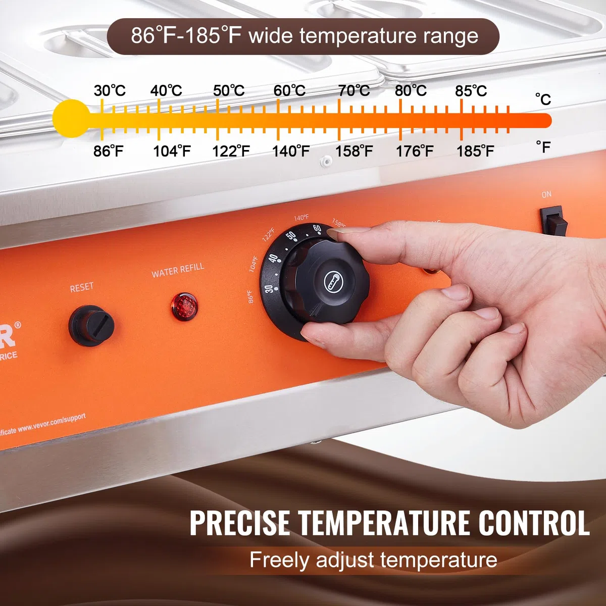VEVOR Macchina per Fusione di Cioccolato in Acciaio Inox 3 Vasche da 3,3 L, Pentola Elettrica di Fusione del Cioccolato 1500 W Uso Commerciale per Hotel Albergo, Bagnomaria per Cioccolato 30℃ - 85℃