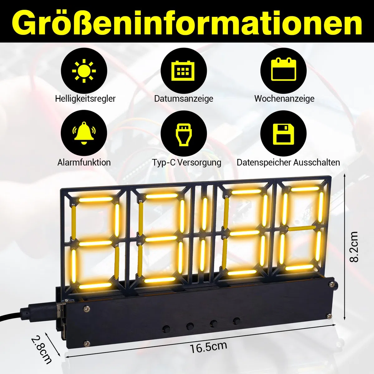 Kit Orologio Digitale con Display LED 4 Cifre - Kit Saldatura per Principianti, Luminosità Regolabile, Visualizzazione Data/Settimana, Pratica Elettronica Fai da Te per Appassionati