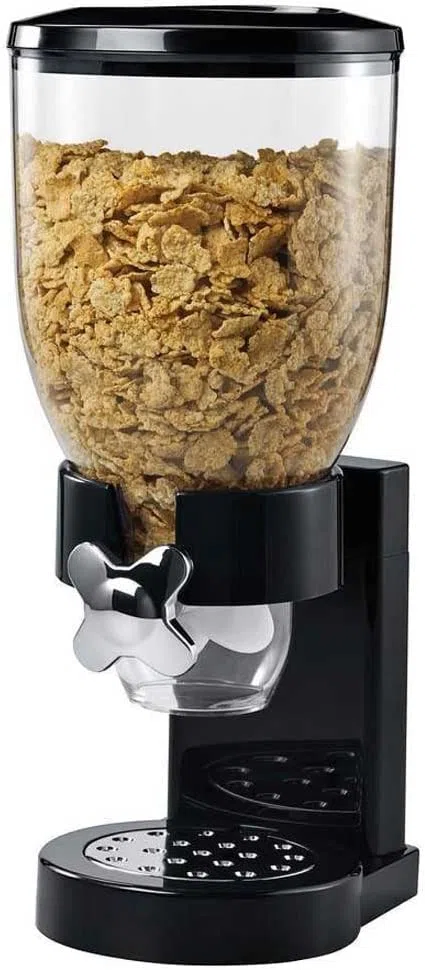 Generico Dispenser Cereali Singolo Dosatore Distributore Erogatore Storage Pasta Caramelle Dolci Frutta Secca con Rotella Contenitore da 3,5 lt e manopola dosatrici Interno