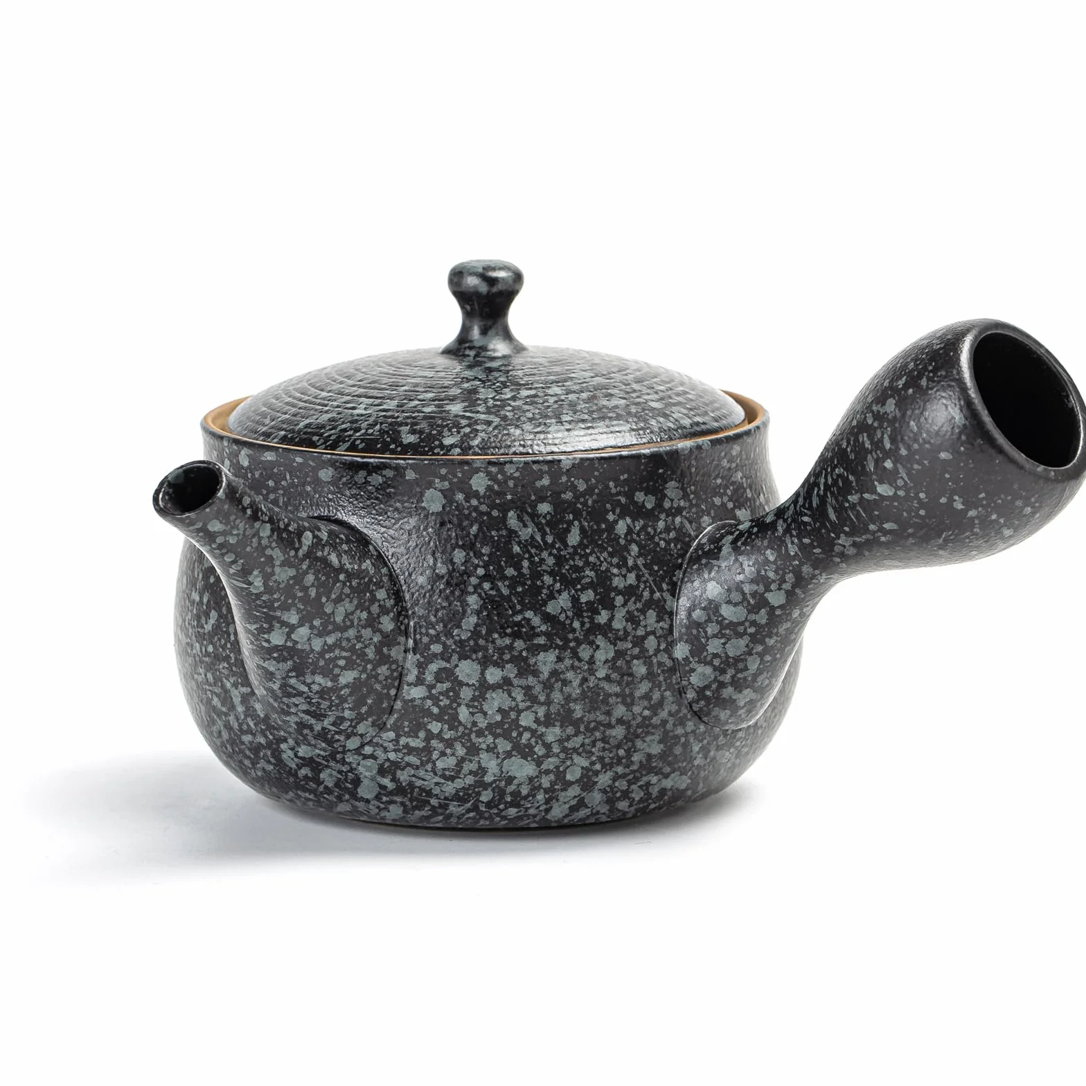 TEANAGOO Japan Kyusu (241 g) - Teiera in Ceramica Con Infusore e Manico Laterale per Tè Sfuso - Set per Tea Party in Argilla, VP1, Nero