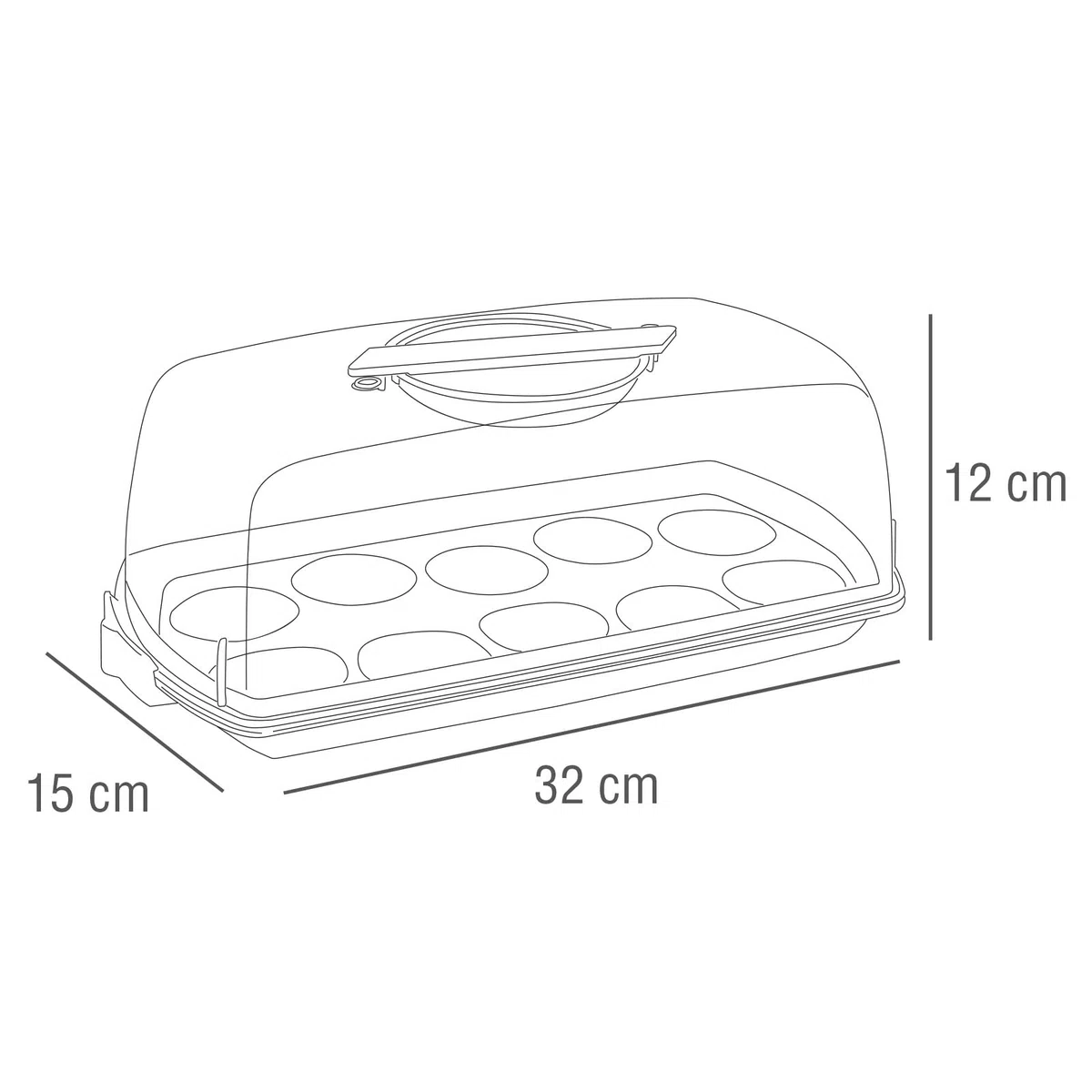 Cosmoplast Porta Dolci, Porta Torte, Plumcake, Brioches. Salvaspazio. Con inserto rimovibile per Muffin. Da Trasporto. 100% Made in Italy