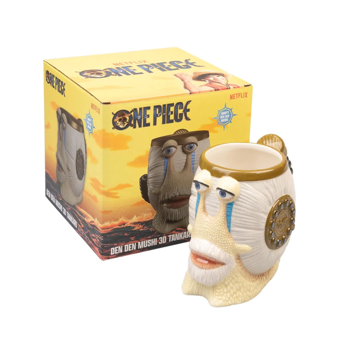 Grupo Erik Boccale Birra One Piece Gadget - Bicchieri Birra Decorativa Den Den Mushi con Colori Vivaci e Ben Dipinta, Tazza Grande 750ml | One Piece Manga: Regali Divertenti