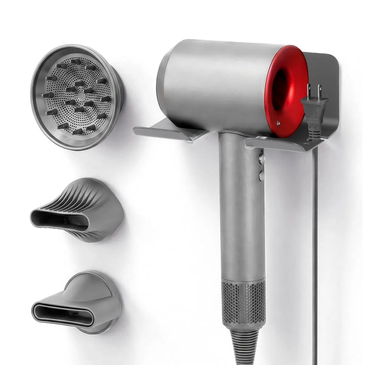 Supporto per asciugacapelli compatibile con Dyson, supporto per asciugacapelli senza foratura, compatibile con Dyson, supporto da parete compatibile con lega di alluminio Supersonic, gestione dei
