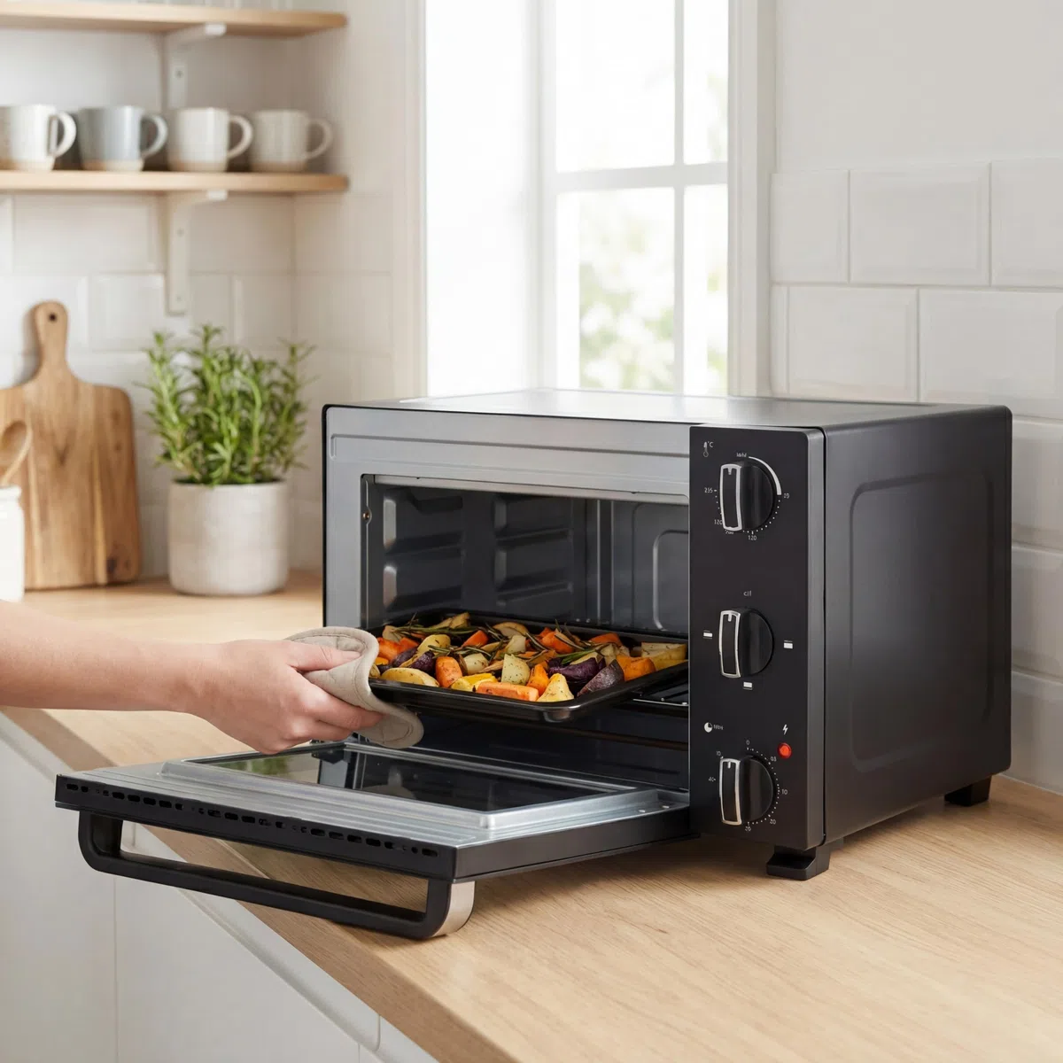 Tristar Forno Mini 20 L, 1300 W, Calore Superiore e Inferiore, Termostato Regolabile, Timer 60 Minuti, Porta Doppio Vetro, Teglia e Griglia, OV-3650