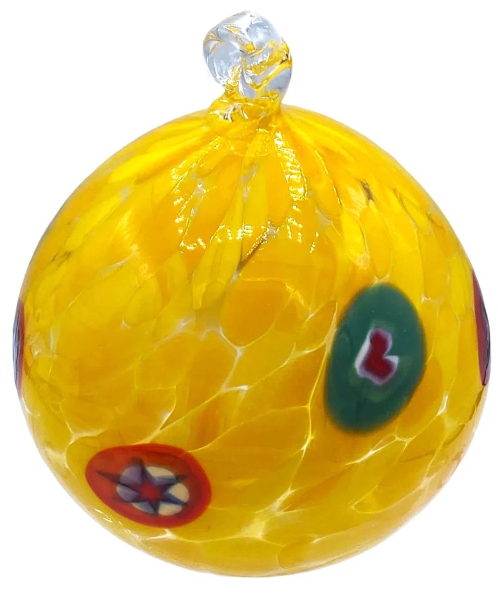Pallina di natale in vetro di murano colori in pasta made in italy PLGIALLO