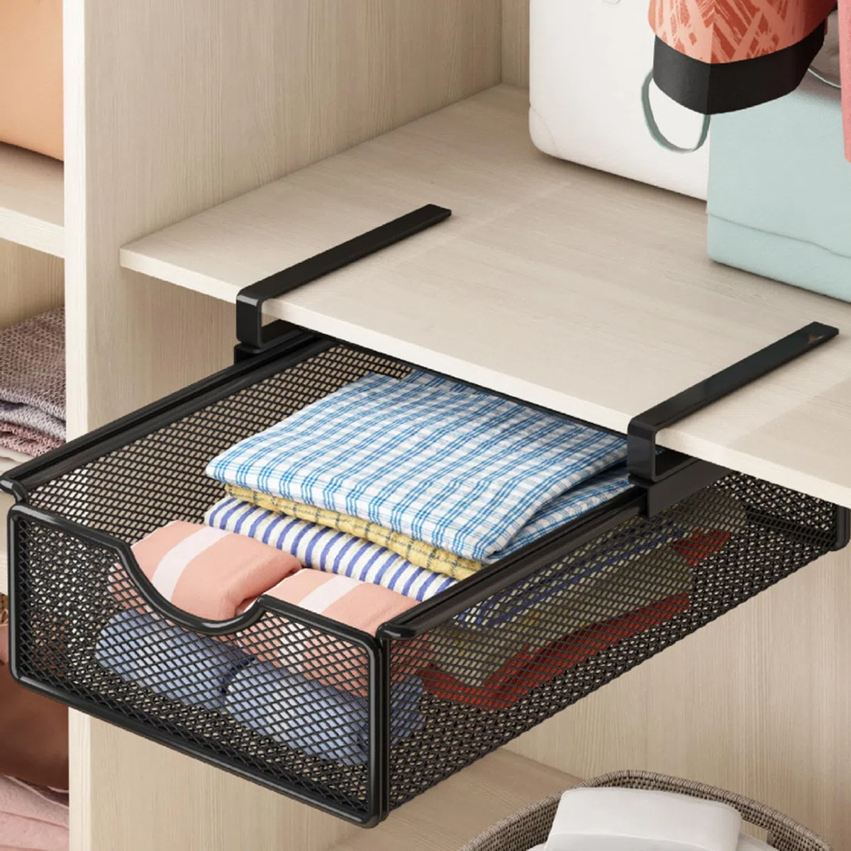 LOVIVER Organizer per Biancheria Calzini Sotto Il Ripiano, Cestelli Sottomensola per Snack, Biscotti, Organizer per Cassetti per Partizioni Con Spessore Inferiore a 2,2 Cm, 31 Cm X 22 Cm X 9 Cm