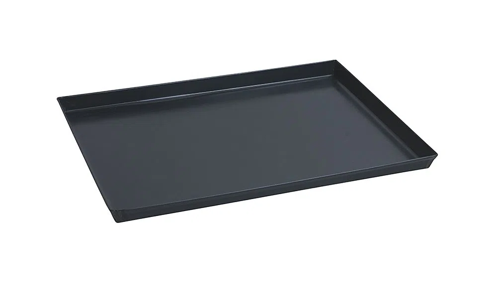 Paderno 41745-35 Teglia Rettangolare in ferro blu – Stampo da forno antiaderente, bordi alti, utilizzabile come vassoio, 35 x 28 cm, Altezza 3 cm