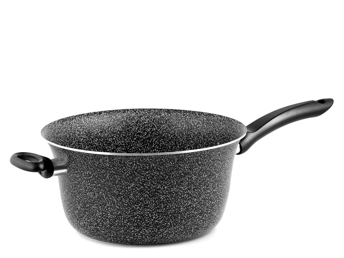 Home Paiolo Antiaderente con Manico, Pietra, Nero/Argento, 22 cm