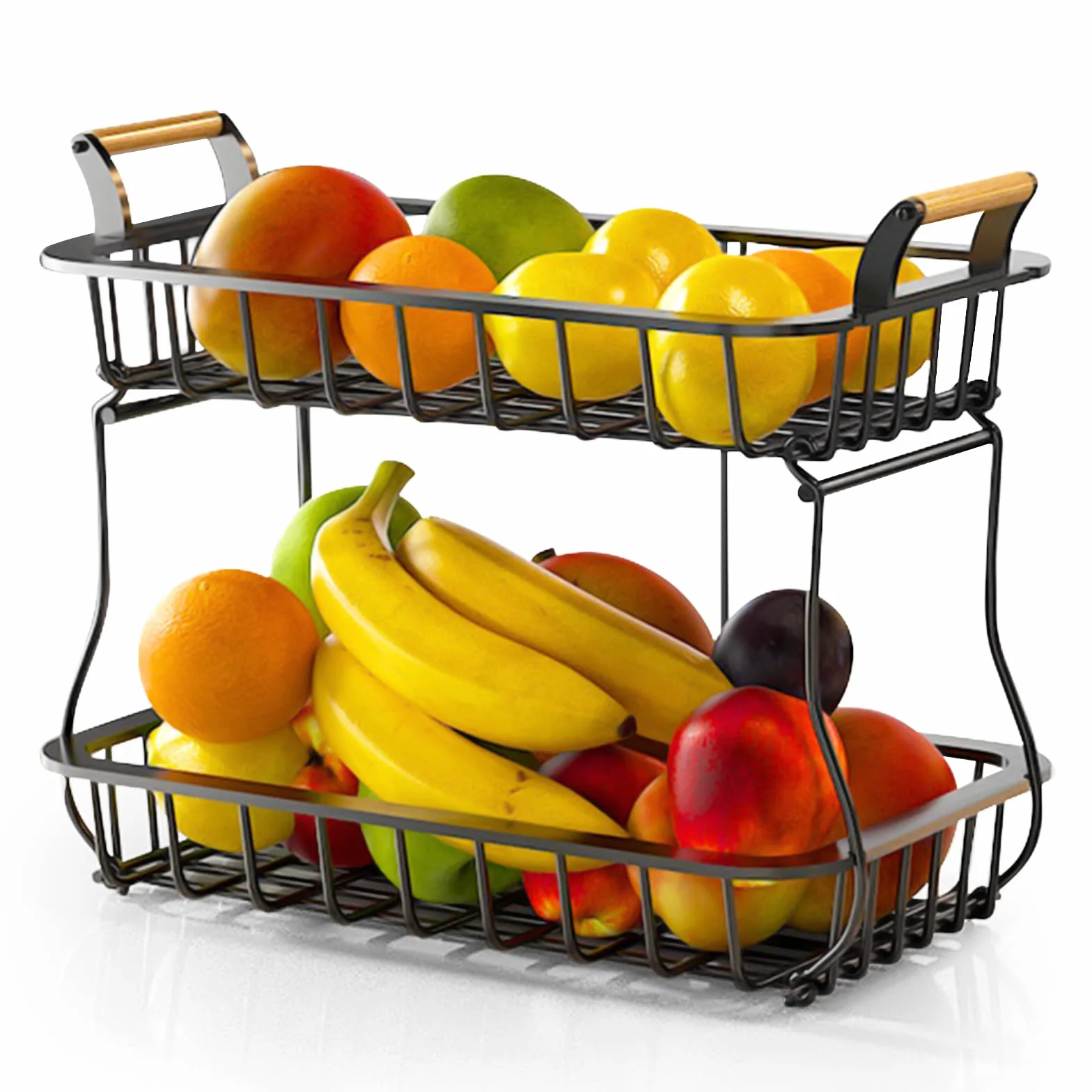 Alzatina Portafrutta,Cesto per frutta,Portafrutta Alzatina a 2 piani per avere più spazio sul piano di lavoro,mantiene frutta e verdura fresca,adatto per snack,verdure, pane