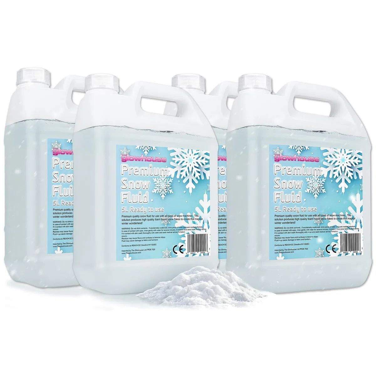 The Glowhouse 4 x 5l Premium Neve Fluid Neve Artificiale Artificiale Snow Machine Liquid (20l Totale)