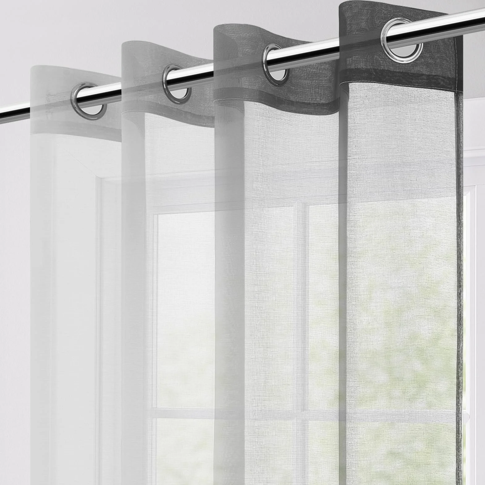 MRTREES Tende per Interni Soggiorno Moderne 2 Pezzi 140x260cm Tende in Voile Trasparenti Grigio Sfumato con Occhielli per Camera da Letto Finestre Cameretta Bambini Salotto Casa