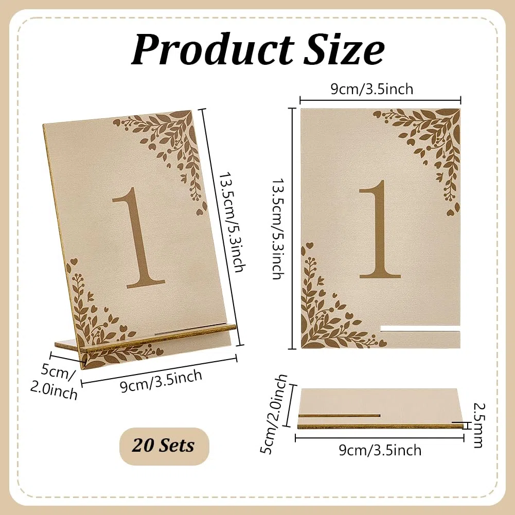 PH PandaHall 20pz Numeri Tavoli Ristorante Numeri da Tavolo in Legno Numero 1-20 con Base di Supporto per Matrimonio Feste Tavoli Addio Al Nubilato Banchetto Ristorante, 13.5x9cm
