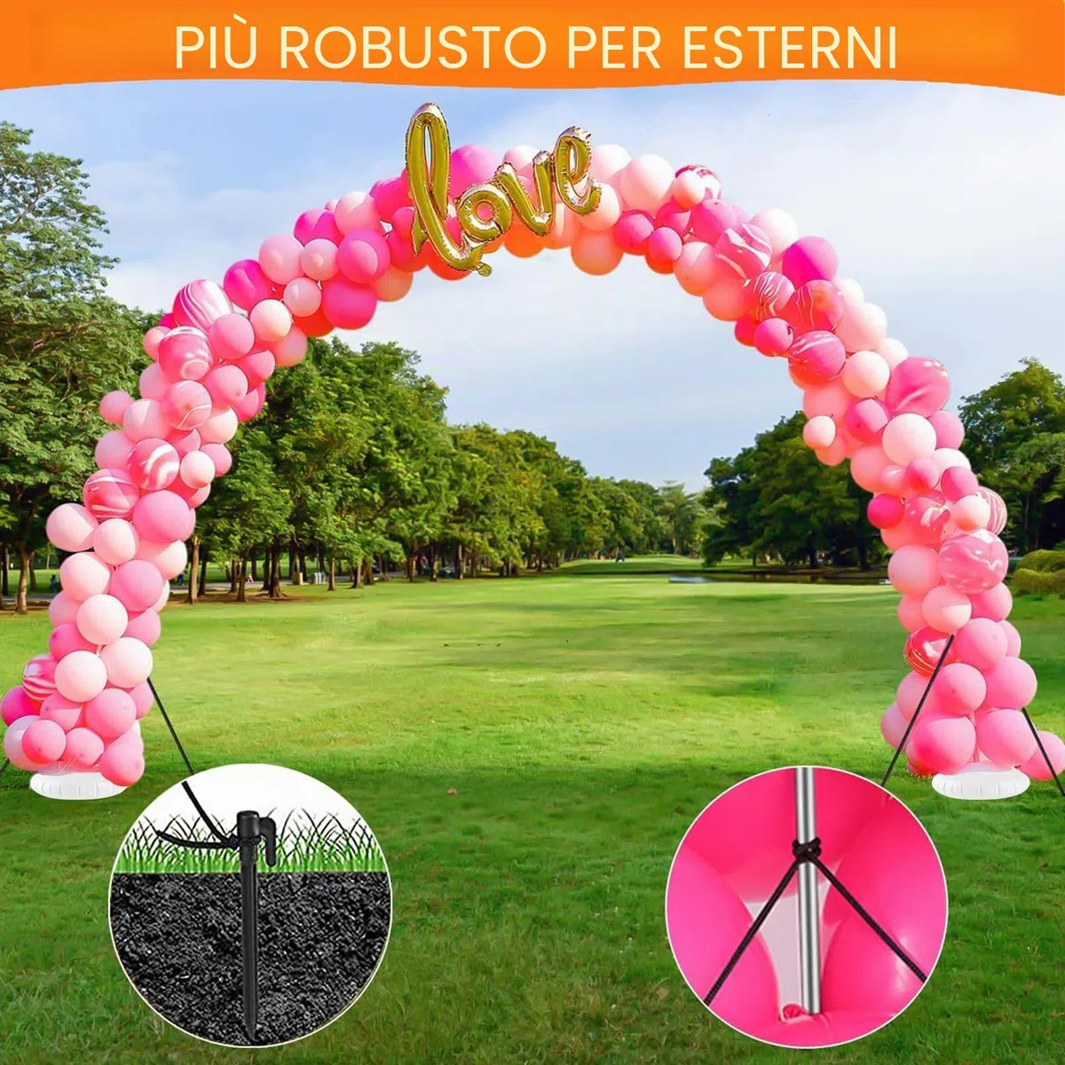 Kit regolabile per arco di palloncini, 3,1 m, riutilizzabile, con 2 basi riempibili con acqua e 50 clip per palloncini e asta in fibra pieghevole, per matrimoni, lauree, compleanni, decorazioni