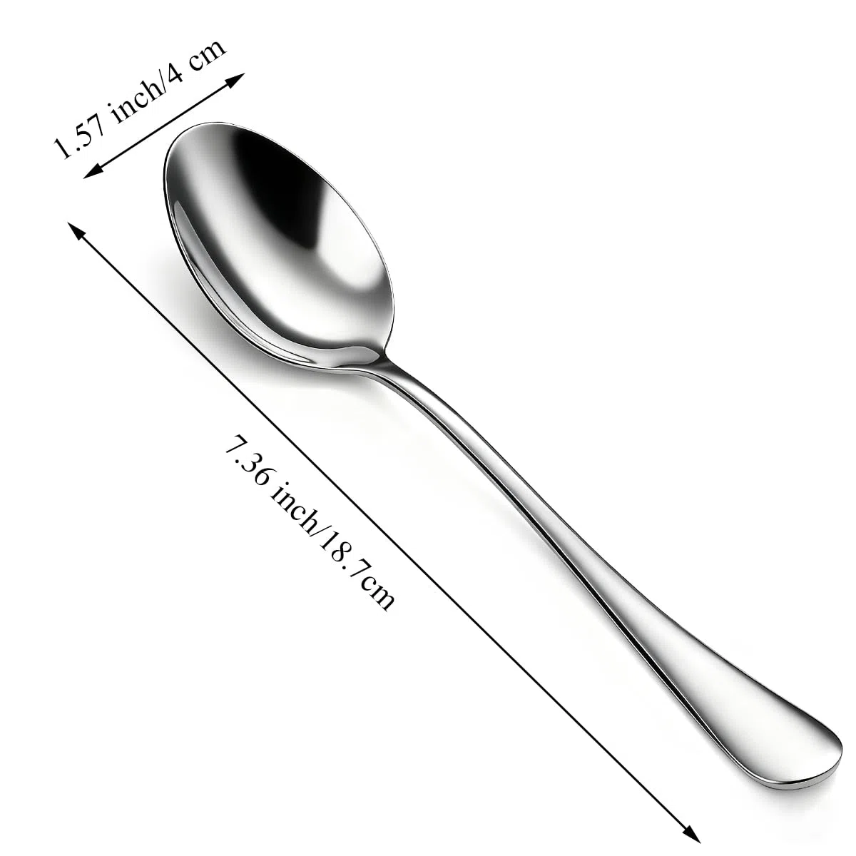 Berglander Set di 24 cucchiai da tavola, 18,7 cm, in acciaio inox per uso alimentare, per casa, cucina o ristorante, lucidati a specchio, lavabili in lavastoviglie