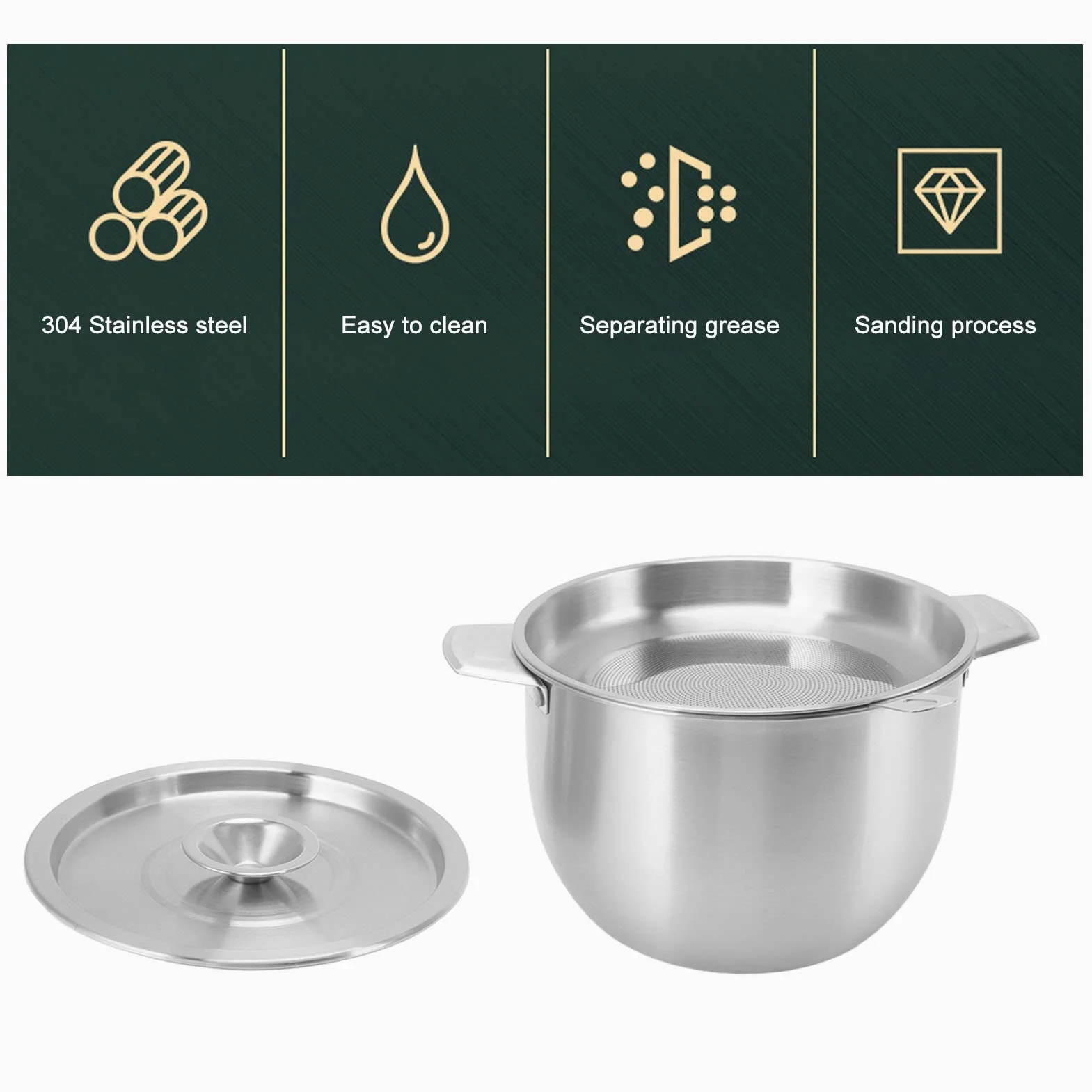 Contenitore per olio per frittura, 2,8 l, contenitore per filtro olio domestico, filtro in acciaio inox, accessorio da cucina con coperchio a rete filtrante per cucina (#1)