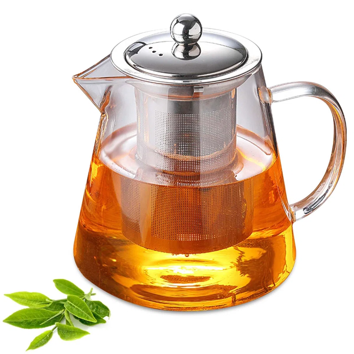 Teiera in Vetro Borosilicato da 1,3 Litri con Filtro e Protezione da Surriscaldamento per Foglie Sciolte, Ideale per la