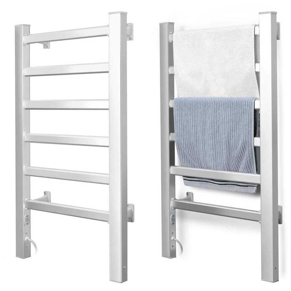Bakaji Scaldasalviette Termoarredo Elettrico da Bagno 2in1 da Terra e Parete Asciugabiancheria Portasciugamani con Elementi in Alluminio Riscaldanti (6 elementi)