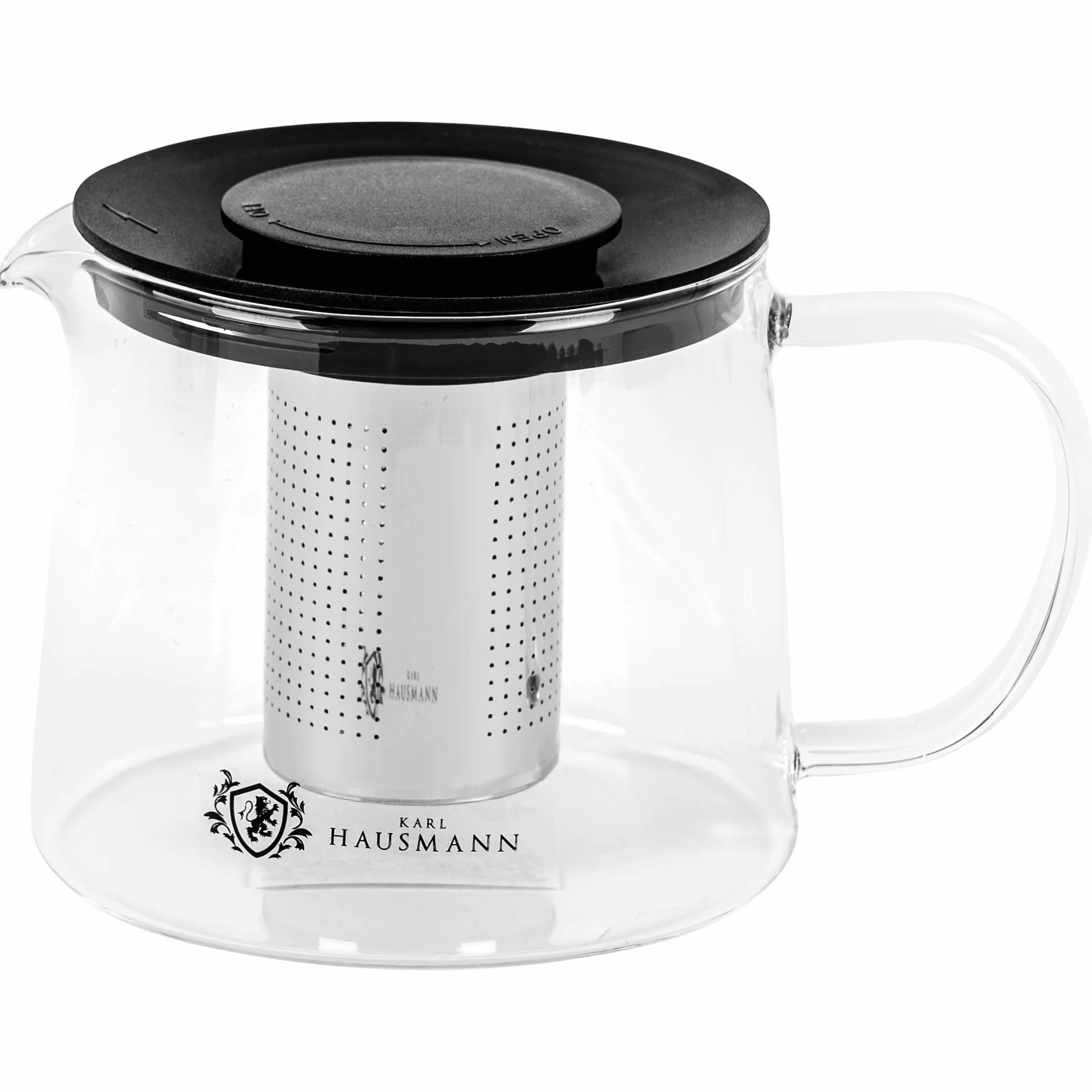 KARL HAUSMANN Teiera in Vetro 1L con Infusore - Tisaniera per Fornelli (gas, vetroceramica, elettrico) | Infusione Diretta, Beccuccio Antigoccia,Lavabile in Lavastoviglie