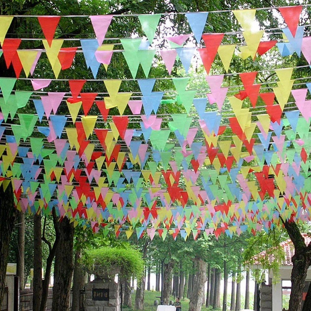 Gagliardetti, 450 pezzi bandiere grandi multicolori in tessuto bandierine per esterni, per compleanni, matrimoni, giardini, strade, decorazioni per la casa