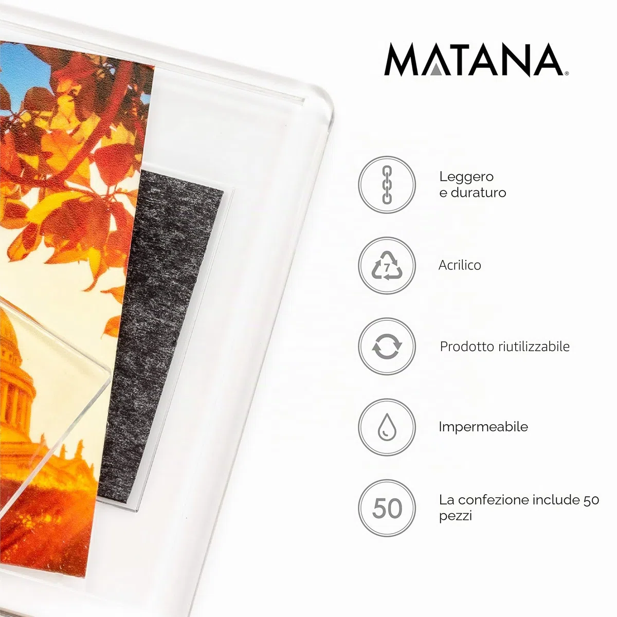 MATANA 50 cornici magnetiche, magnetiche frigo, 7 x 4,5 cm, regalo personalizzato, regali per gli ospiti per compleanni, matrimoni, battesimi, Natale e altro