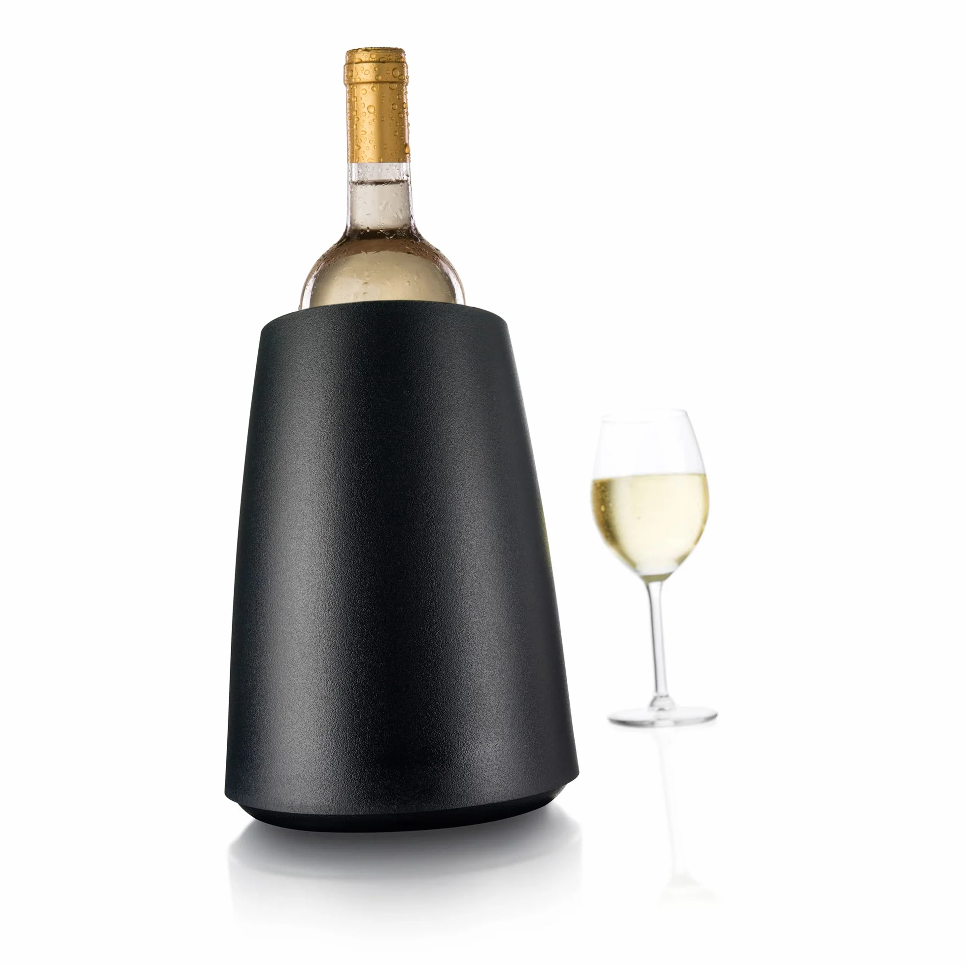 Vacu Vin Raffreddatore per Vino - Acciaio Inox - Glacette Riutilizzabile per Bottiglie di Vino Standard - Nero