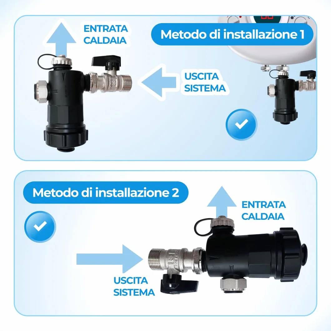 WK - Filtro Defangatore Magnetico per Caldaia, Utile per Filtrazione Acqua, Protegge l'Impianto Termico dalle Impurità