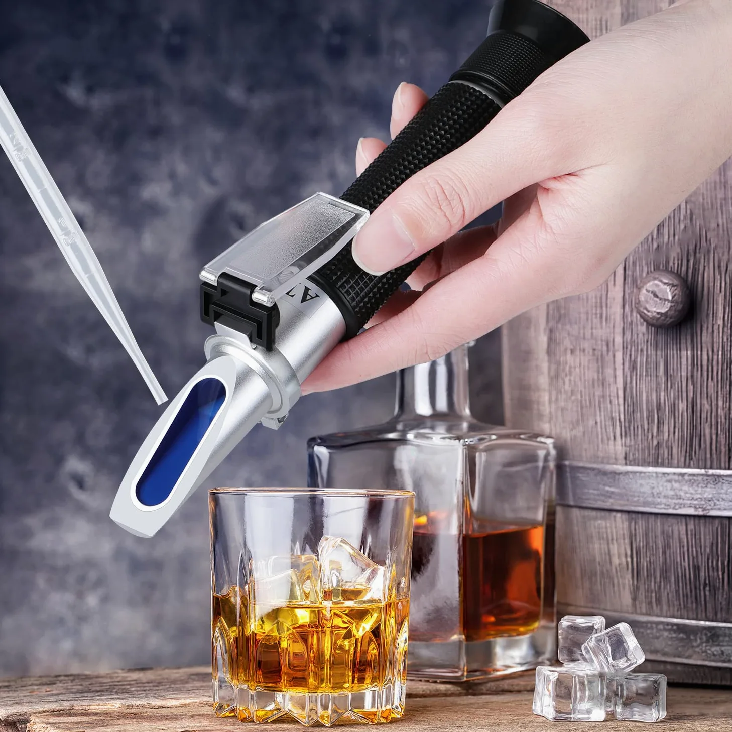 Rifrattometro per Alcol ad Alta precisione 0-80% v/v, Strumento Portatile per Alcol, misuratore di Alcol rifrattometro Portatile per Bourbon Vodka Gin Tequila Mezcal Whisky Scotch ECC