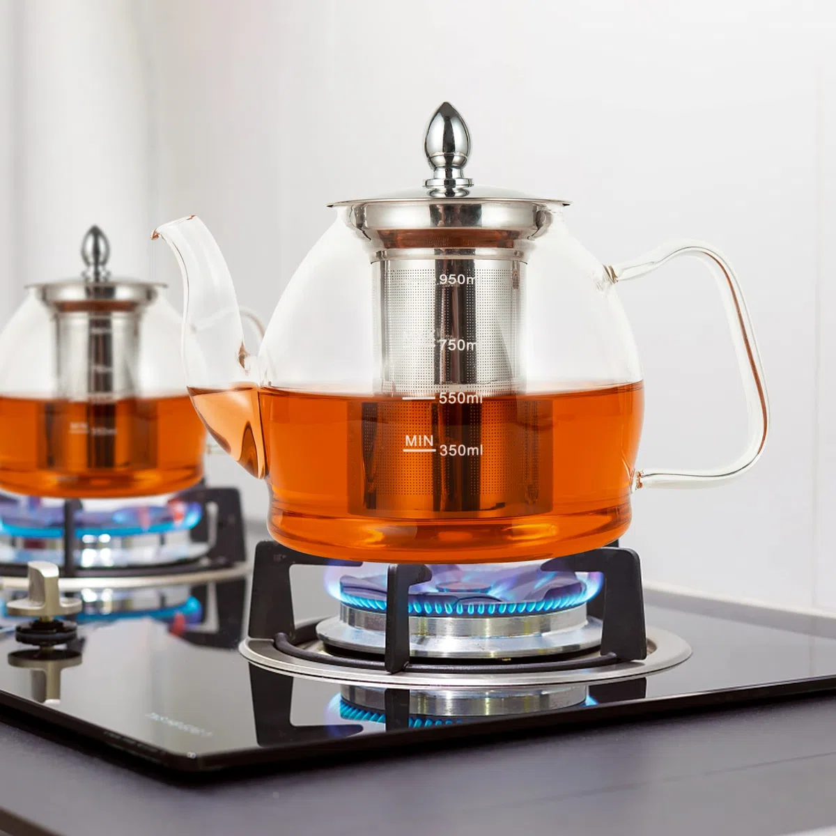 1200ML Teiera di vetro, Teiera con infusore, Teiera di vetro borosilicato per piano cottura, Teiera di tè in fiore, Teiera di tè in fiore, Teiera in vetro borosilicato
