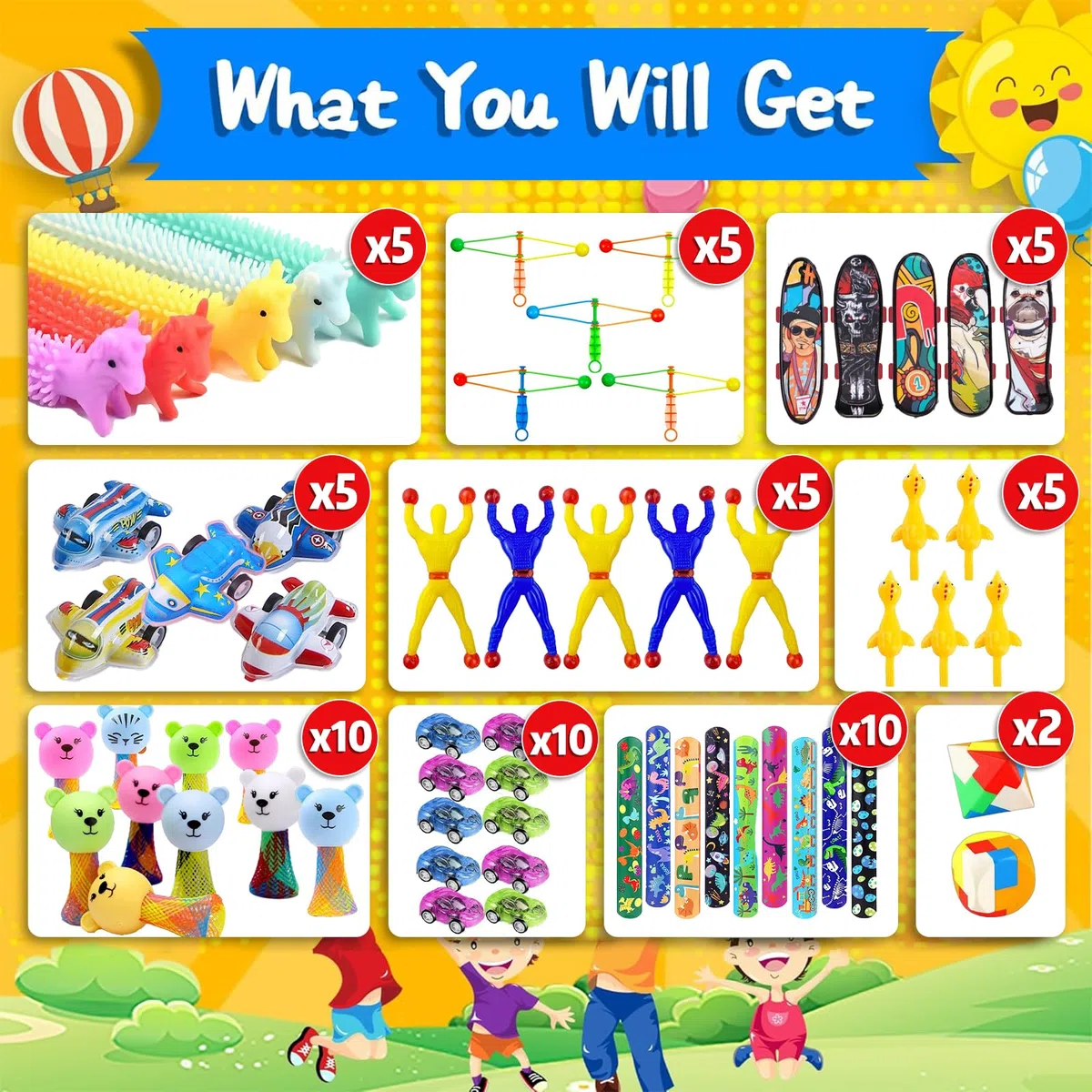 150 Pcs Gadget Compleanno Bambini, Regalini Fine Festa Compleanno Bambini, Piccoli Giocattoli Assortiti per Premi di Gioco, Sacchetti per Feste di Compleanno di Ragazzi e Ragazze