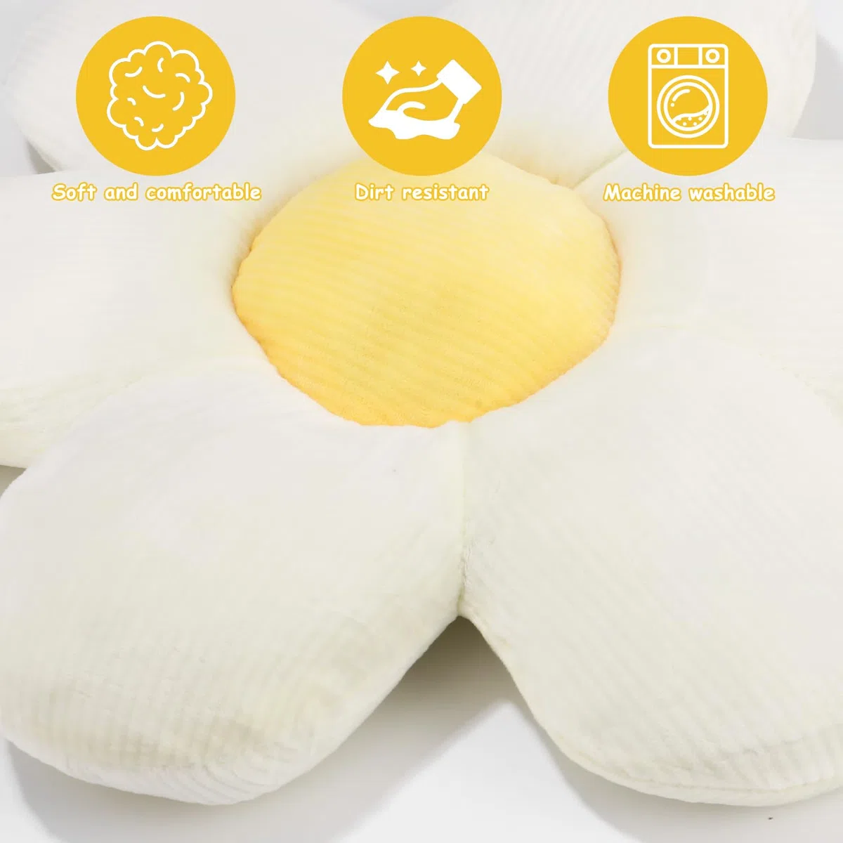 Cuscini di Fiori,Cuscini da Pavimento Fiore,Cuscino Decorativo Margherita per Cameretta Bambini per Camerette, divani, auto（bianco）