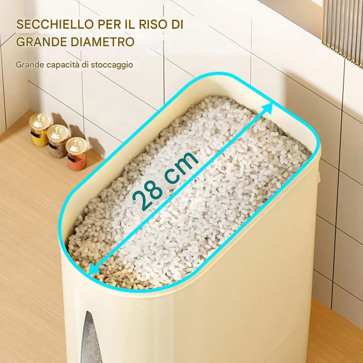 Generico Contenitore per Riso - Dispensatore Cereali Per Dispensa,Organizzazione Dispensa Cucina Per Cereali Secchi