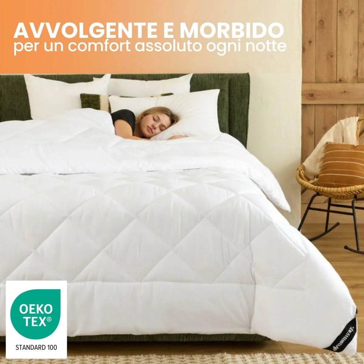 DREAMWAY Piumino Letto Singolo 135x200 cm 4 Stagioni – Trapunta in Microfibra 300 gsm Morbida e Traspirante per Autunno/Inverno – Bianco, Certificata Oeko-Tex, Lavabile in Lavatrice