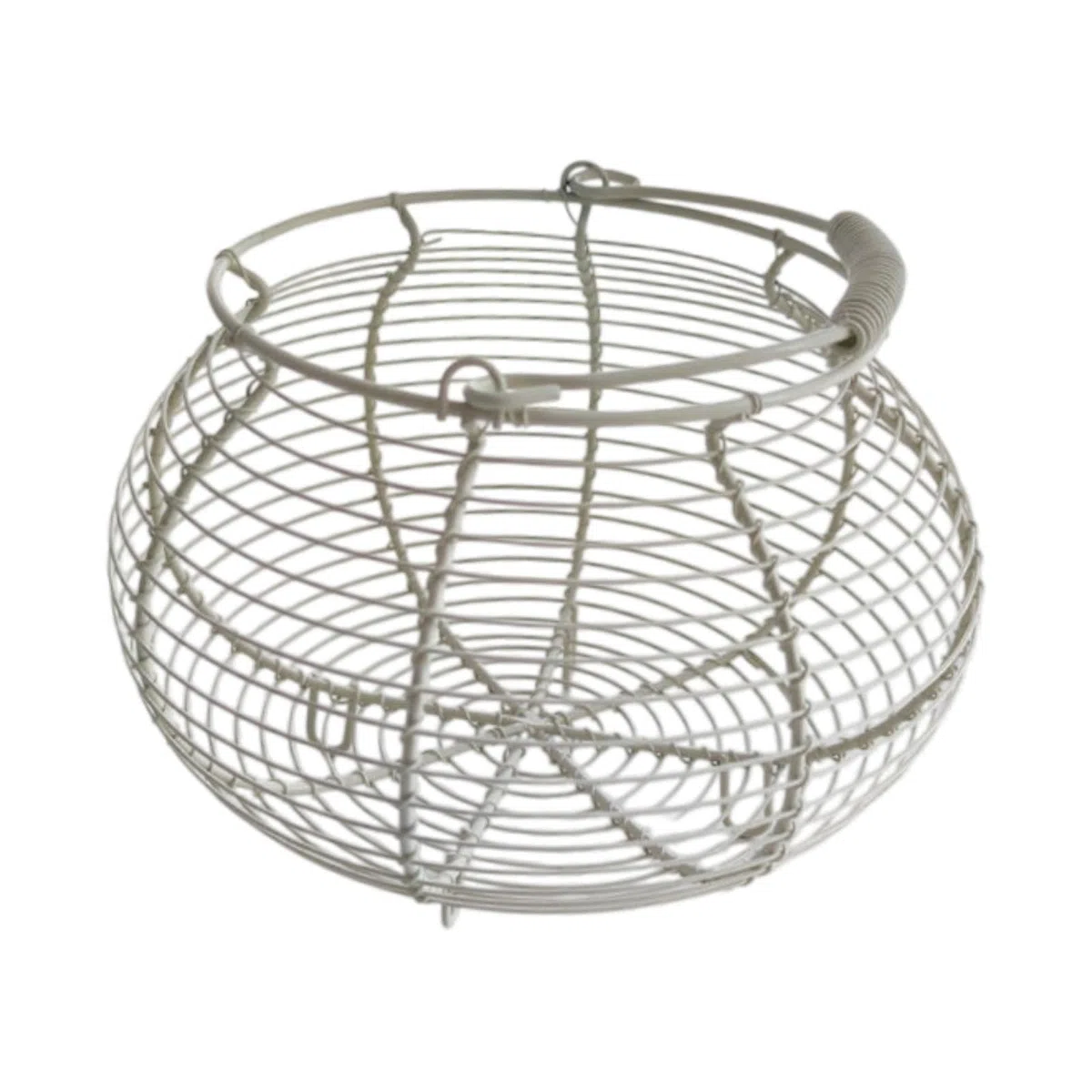 perfk Cesto portauova in filo metallico, cestino per raccogliere le uova, rustico, fattoria, supporto da banco rotondo, contenitore per uova di, Bianco
