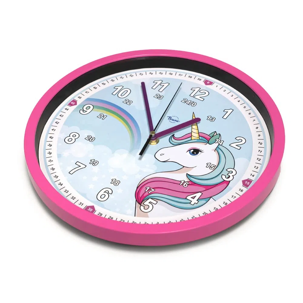 Orologio da parete per bambini con unicorno, silenzioso, ideale per ragazze e ragazzi, silenzioso, senza ticchettio