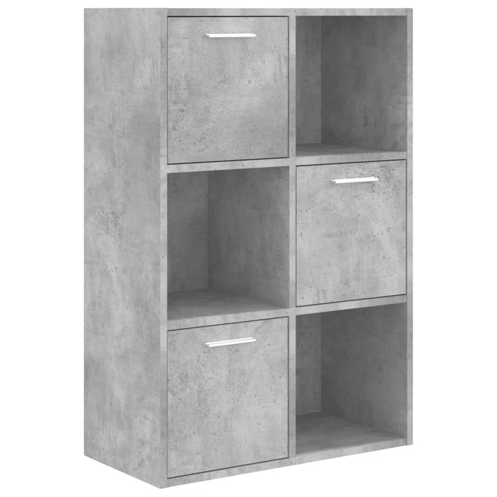 Scaffale per soggiorno, libreria, scaffalatura decorativa, per libri, soggiorno, studio, ufficio, grigio cemento, 60 x 29,5 x 90 cm