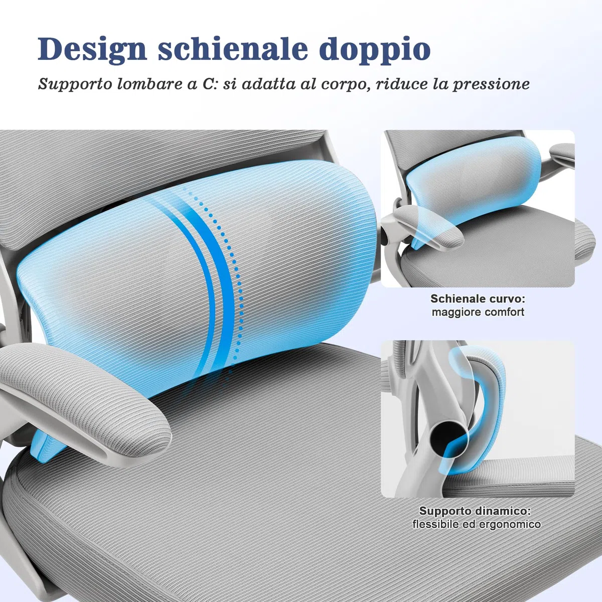 Magic Life Sedia da Ufficio Ergonomica con Schienale a Rete, Supporto Lombare Regolabile, Braccioli e Altezza Regolabili per Home Office (R5-W)