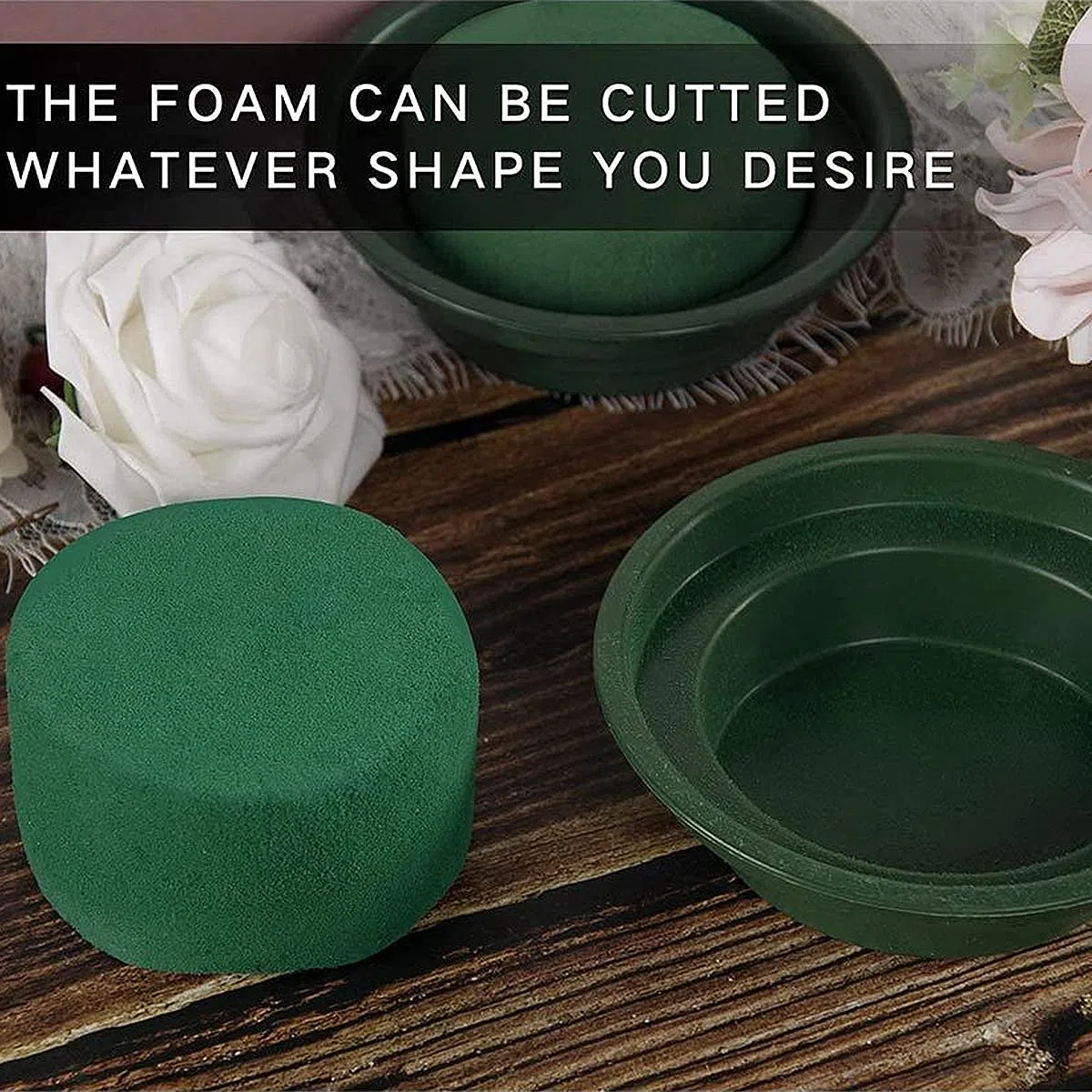 Schiuma Floreale Rotonda, 8 Pezzi Verde Secco Floreale Schiuma Con Ciotola Kit Di Composizioni Floreali Fai Date per Fiori Artigianato Decorazione di Nozze Forniture