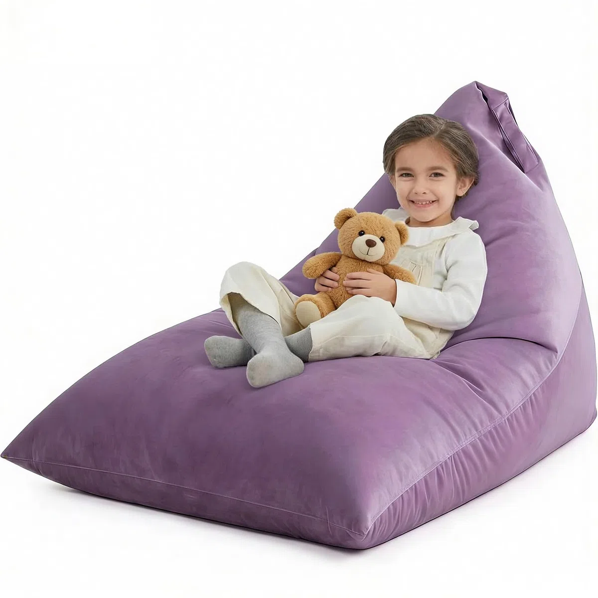 Fodera per poltrona sacco (senza imbottitura), per adulti e ragazzi, copertura in velluto spesso, 400 l (doppia viola, grande)