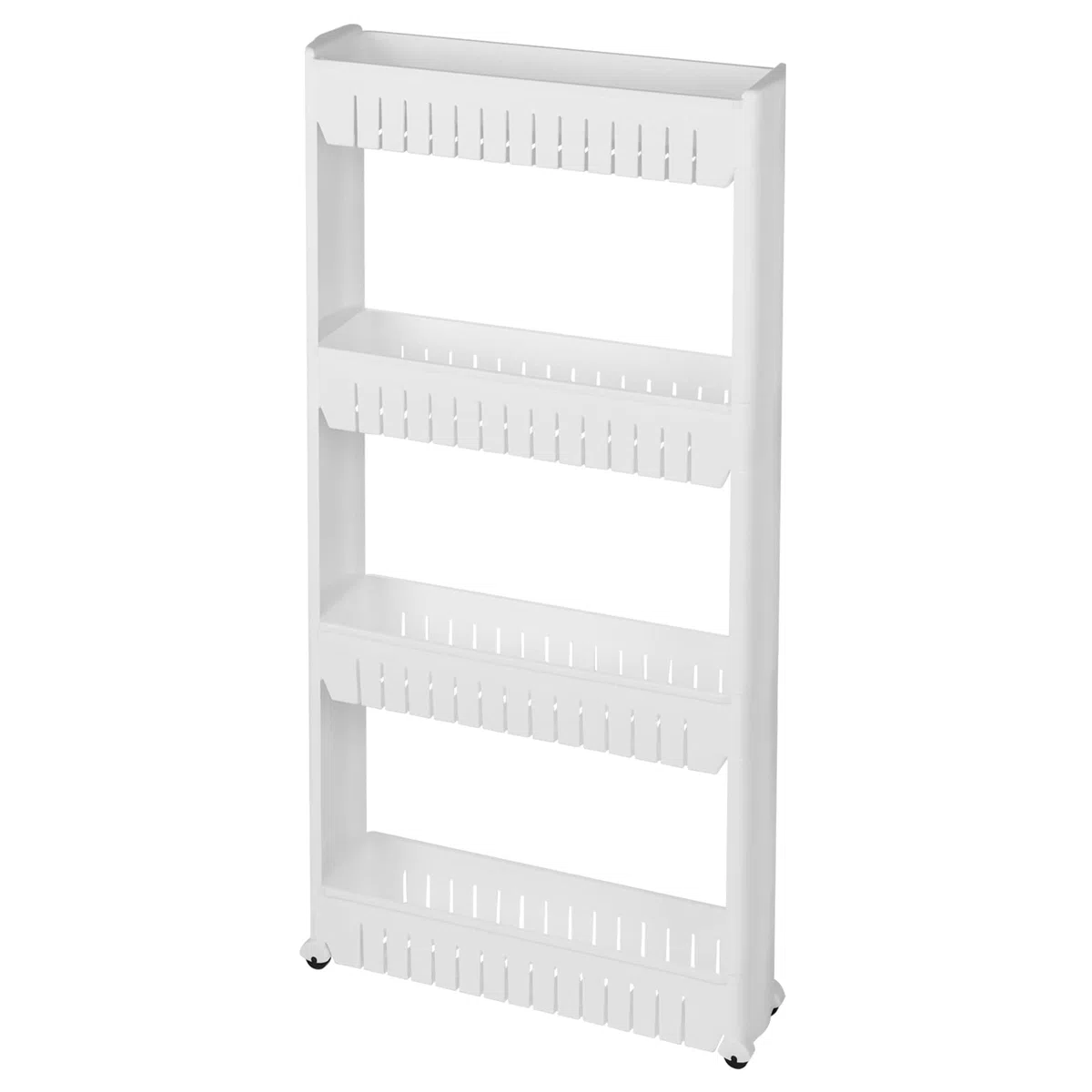 WOLTU Carrello da Cucina con Ruote, Carrellino da Cucina Salvaspazio a 4 Livelli, Scaffale Stretto Portaoggetti per Bagno, Ufficio, in PP, Bianco, 54x13x102cm, RGB36ws