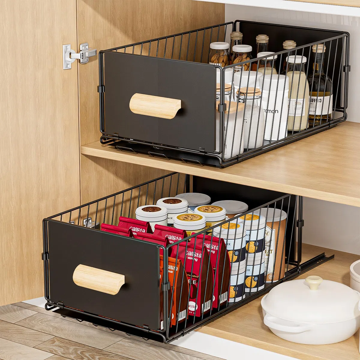 Diealles Shine Cassetto Estraibile Cucina, 24x40x17CM Cassetti Scorrevoli per Cucina, Senza Bisogno di Trapano Cassetto Telescopico per Armadi