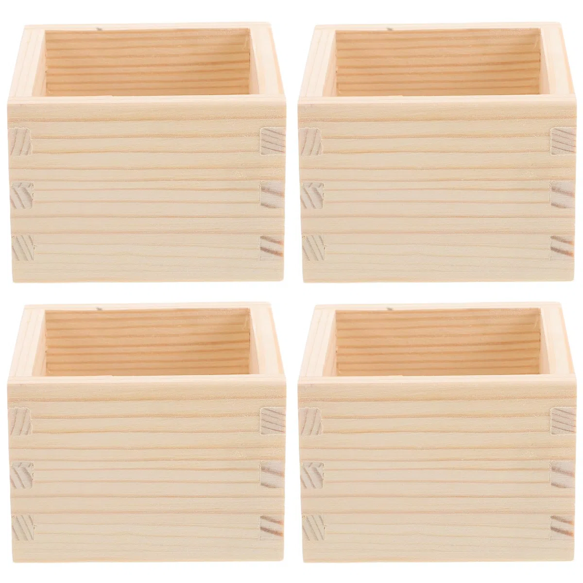 4 Pezzi Set 4 Tazze da Sakè Giapponesi Masu in Legno Naturale Rettangolari 8,1x5,6 Cm Scatola di Legno per Sushi Bar e Ristoranti, Stoviglie Giapponesi per Feste e Uso Domestico