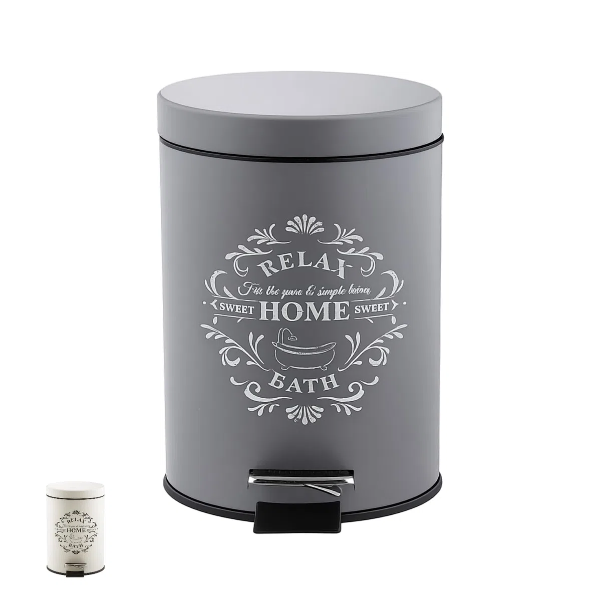 PALUPLUS Cestino da Bagno in Metallo con Coperchio, Misura 20,5x28 cm e Capacità 5 Litri, Pedale Apertura Automatica, Pattumiera con Secchio Estraibile per salviette, cosmetici -5271 (Grigio)