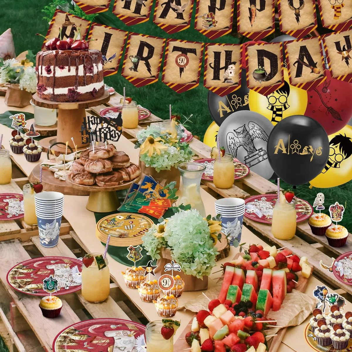 Decorazioni per Feste di Compleanno Harry: Decorazioni di compleanno Wizard per Bambini - 16 Ospiti Stoviglie per Decorazioni di Compleanno di Mago - Harry Decorazione per Feste a Tema