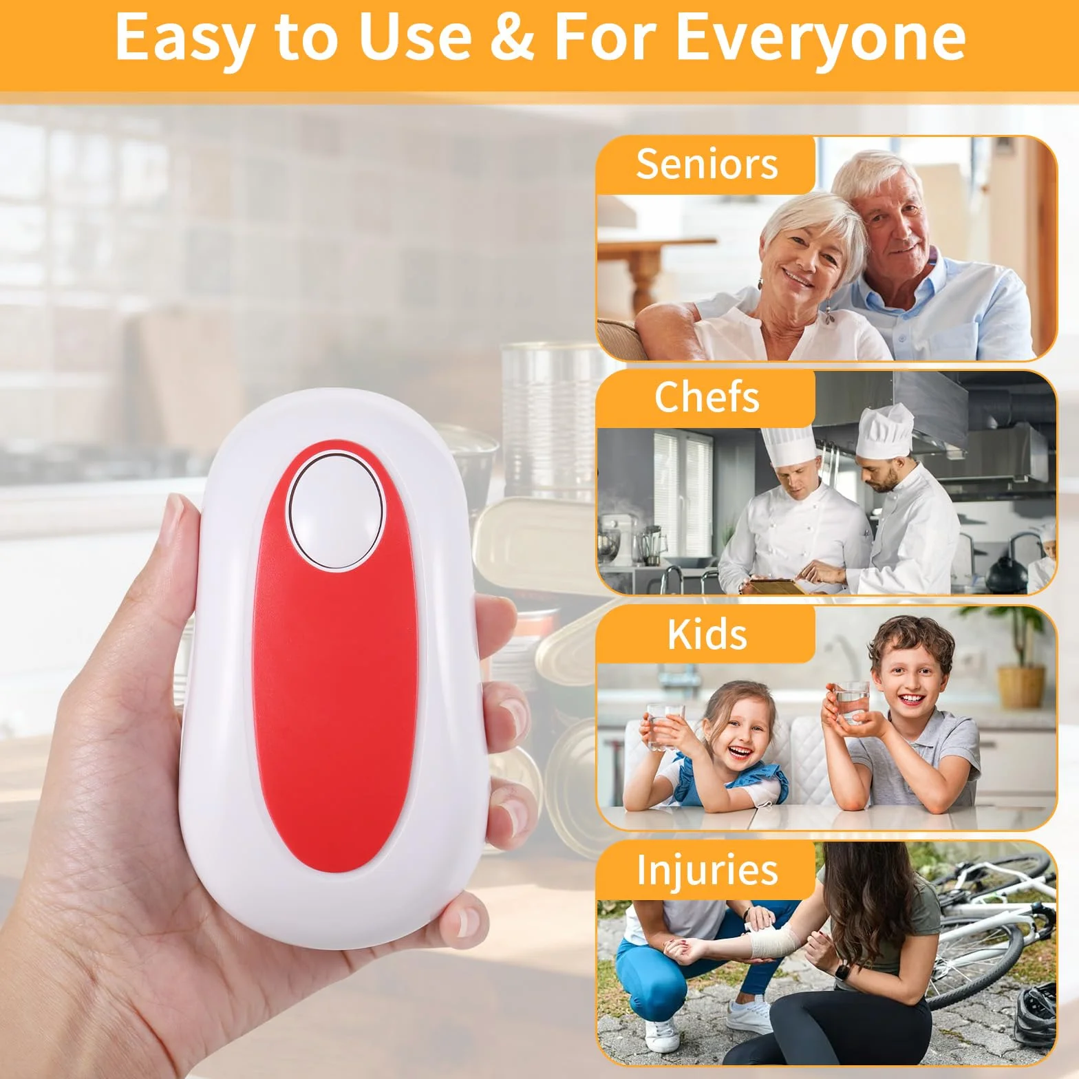 Starvortex Apriscatole Elettrico, Funzionamento Automatico Con Un Solo Tocco, Gadget da Cucina Compatto e Portatile, Bordo Liscio, A batteria, A mani libere, per Artriti e Persone con Mani Deboli