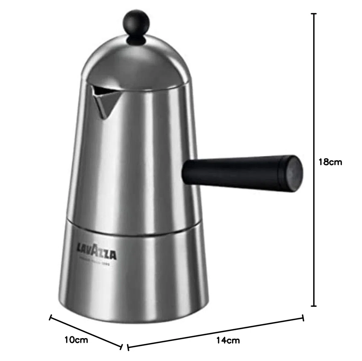 ILSA Caffettiera Espresso Carmencita Classic, Alluminio, Manico e Pomolo Neri, Capacità 20 cl, Tazze 3